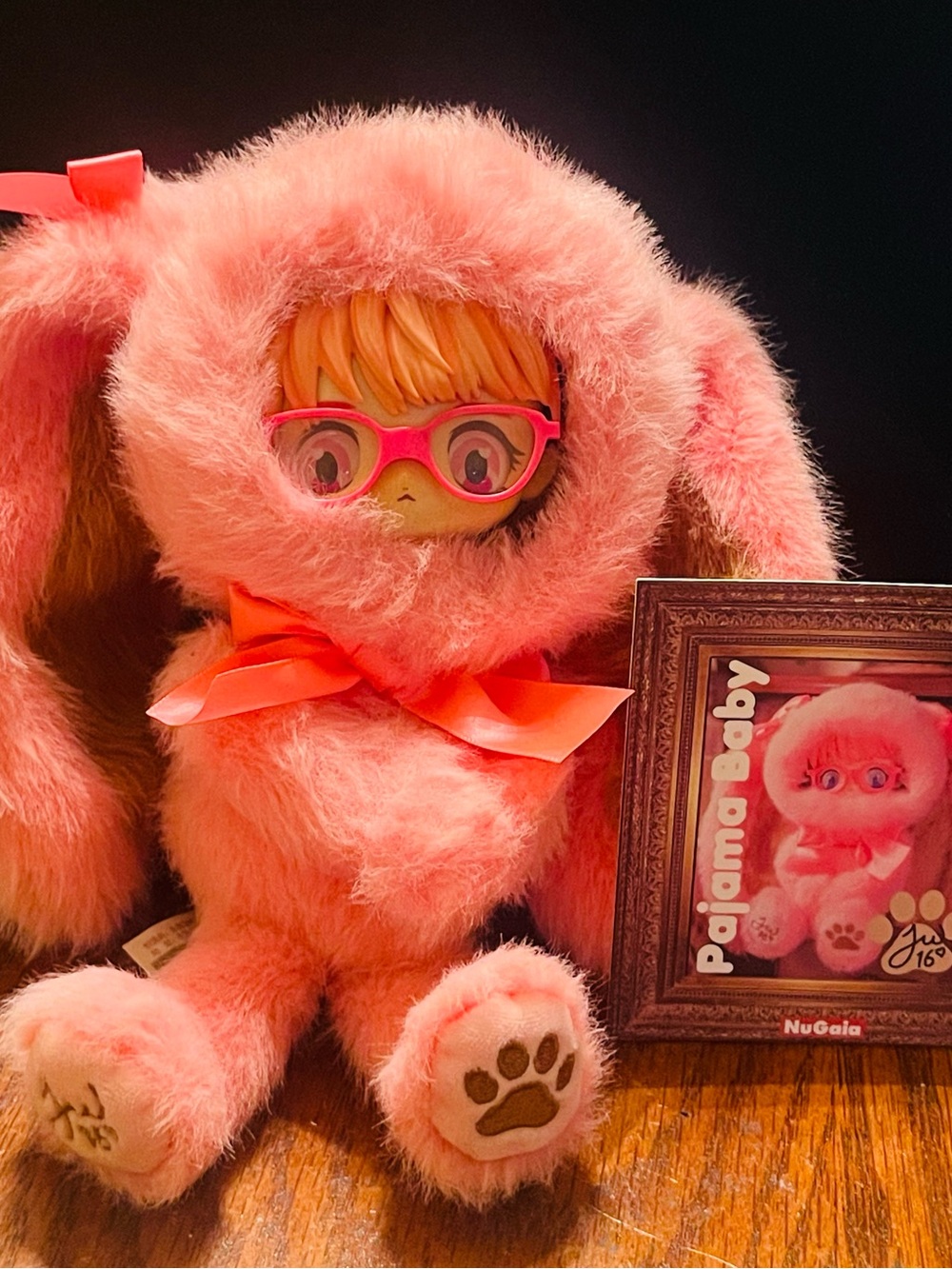 Pink Plush Bunny Doll with Glasses